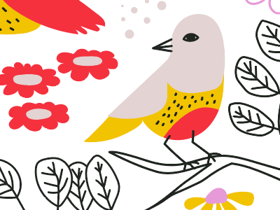 birdie birds fabric floral flowers license repeat stationery surface design wallpaper