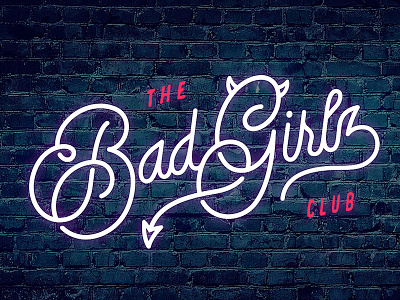 Bad Girls Club calligraphy devil girls identity lettering logo monoline neon nightclub