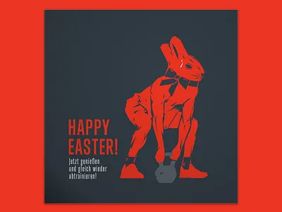 Eat your bunny and then get back to training! bunny easter exercise fitness gym illustration print vector
