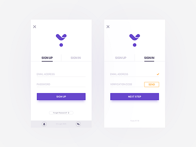 Sign Up/Sign In app design flat in ios sign upsign