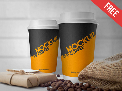 Cup Coffee - Free PSD Mockup bag coffee cup drink free gift grains hot mockup mockups product tea