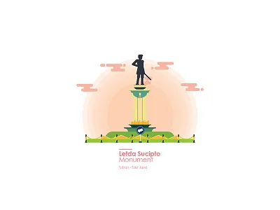 Letda Sucipto Monument - Tuban - East Java design flat illustration