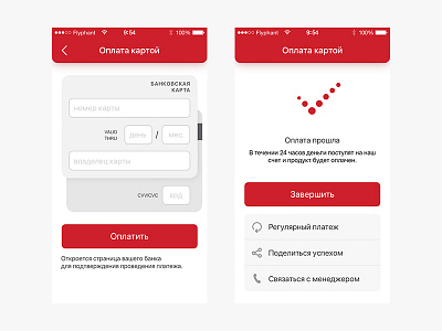 Pay by card app application bank card finance form ios iphone pay success transaction
