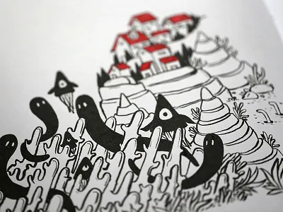 Strange Place for a Village brushpens doodle sketchbook