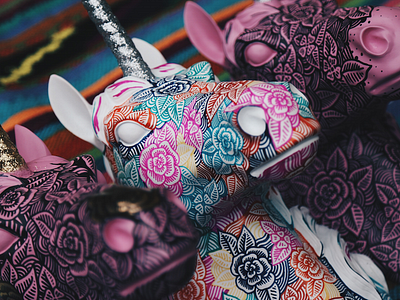 Trio cute deer diy drawing floral illustration pattern pink rainbow rose sharpie unicorn