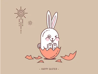 Easter Bunny bunny colourful cute easter easter bunny egg fireworks flat funny illustration kawaii