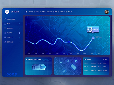 Tracking Dashboard app car dashboard data gradient graph interface location map tracking ui visualization