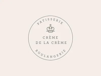 Creme De La Creme cafe cake crown logo mark patisserie plate restaurant stamp