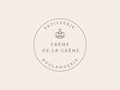 Creme De La Creme cafe cake crown logo mark patisserie plate restaurant stamp