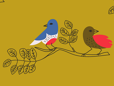 Birds on a Branch birds fabric floral flowers repeat surface design
