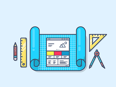 Web Design blueprint design draft icon illustration layout mockup outline pencil project ruler web