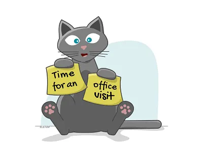Time For An Office Visit cat illustration tests veterinarian