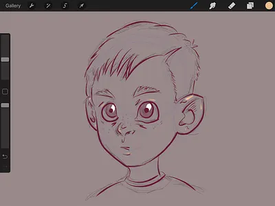 WIP - Rough Sketch boy illustration procreate sketch