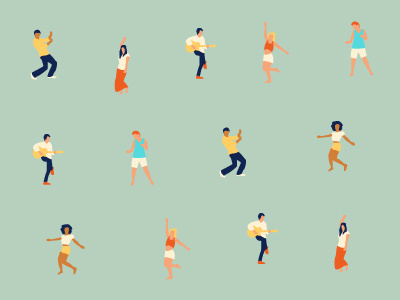jammin' peeps dance dancing fun guitar illustration music vector