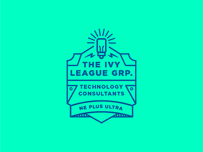 The Ivy League Group blue branding green group ivy league lightbulb logo shield technology