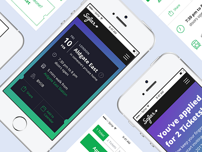 Event Ticket for Sofar’s Event Pages date event gradient location mobile ticket ui web webdesign