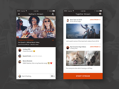Together Stream UI ios iphone mobile stream together ui ux video