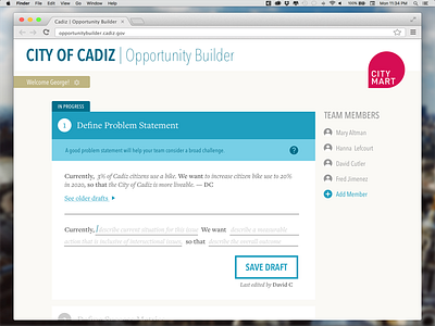 Problem Statement Editor civic tech editor interface web app