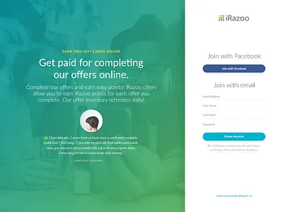 iRazoo Full Screen Landing Page full screen irazoo landing page