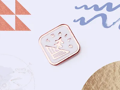 Trails Pin badge exploring hiking icon outdoors pin rose gold symbol trails tree