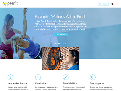 Peerfit Premium Studio Page landing page web design website