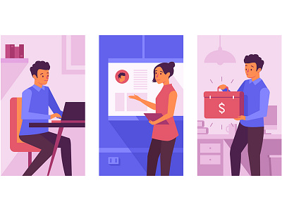 Art for new landing page flat fund funding game illustration landing men money office presentation women xsolla