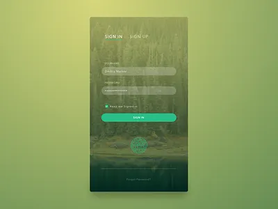 Login app fingerprint forest green login mobile photo signin ui
