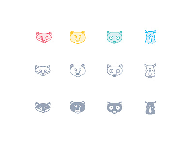 Zoocon animal bear cute forsale fox glyph icons line rhino sale tarsier zoo