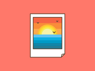 Summer is coming holiday icon photo polaroid postcard sea seagull summer sunrise sunset vacation