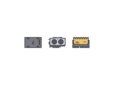 PC Components icon line ram rosek ssd stick vector video card