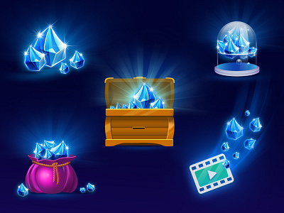 Game icons #2 booster crystal game graphic icon icons illustration magnet perfomance