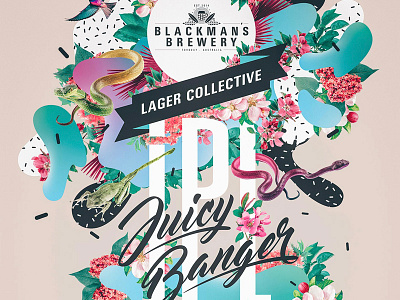 Juicy Banger IPL beer branding brewery can flowers frogs ipl pattern snakes