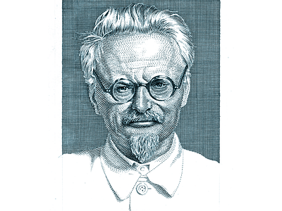 Leon Trotsky line art pen ink