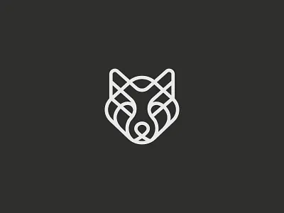 Wolf animal black head icon logo white wolf