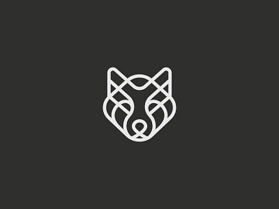 Wolf animal black head icon logo white wolf