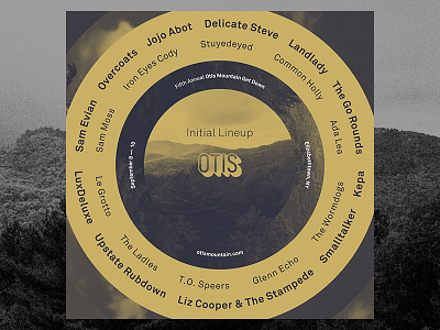 2017 Otis Mountain Get Down Initial Lineup bitmap circle festival layout music type typography