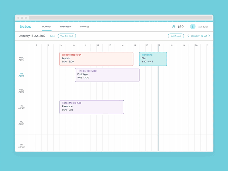 Workin' 9 to 5 demo invoice planner time tool tracking