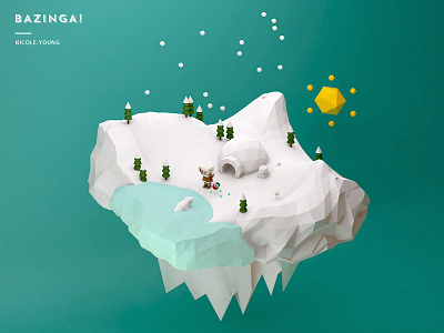 BAZINGA!! bear c4d cartoon lowpoly snow