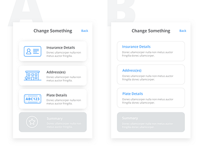 A or B android blue cards decisions design diffuse edit iphone oulines ui ux