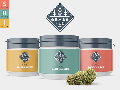 Grass Fed MMJ branding cannabis hybrid identity indica marijuana packaging sativa