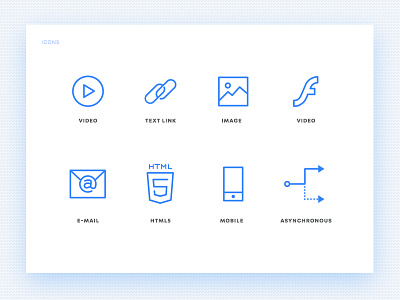 Icons blue file format icons landing page lineart simple