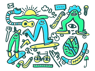 Taxes = 😭 / Doodles = 😂 art doodle draw fun guitar illustration marker skateboarding stuff things vector