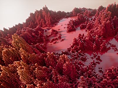 Hexagon Ball 3d bars design hexagon houdini modules pixel red redshift