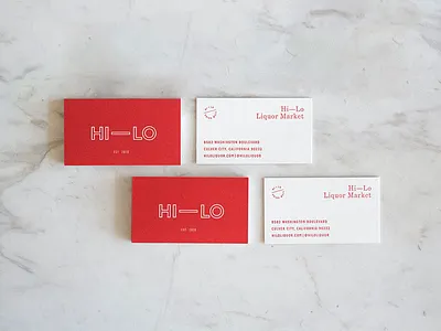 HI—LO brand identity branding business cards hi lo logo marble red typography