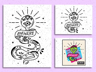 Rose Snake! 🐍🌹🌷⚡ eye illustration patch pin rose shirt snake sticker tattoo thunder type viper