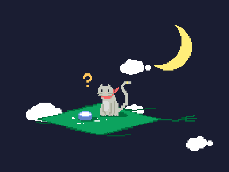 cat on the flying carpet ! catpixelnightmoonmilk