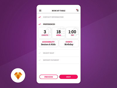 Book table - Day92 My UI/UX Free SketchApp Challenge book booking challenge day100 freebie hotel restaurant sketchapp table ui design