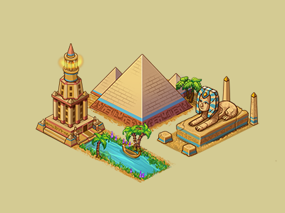 Egypt building cartoon egypt house isometric photochop