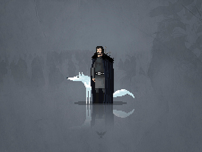 8-Bit Game of Thrones Jon Snow 8 bit fantasy gaming got jon night watch retro snow tv wolf