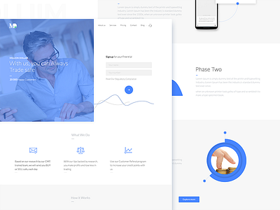Million Dollar Company Website - Web Design blue clean design flat landing minimalistic page ui ux visual web